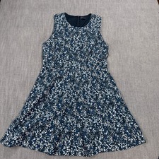 Gap Womens Navy Blue White Abstract Print Sleeveless Fit and Flare Dress Size 12
