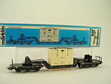 Tiefladewagen m. Kiste BAHIA Fehldruck- Märklin  HO  4618   - #269    #E - gebr.