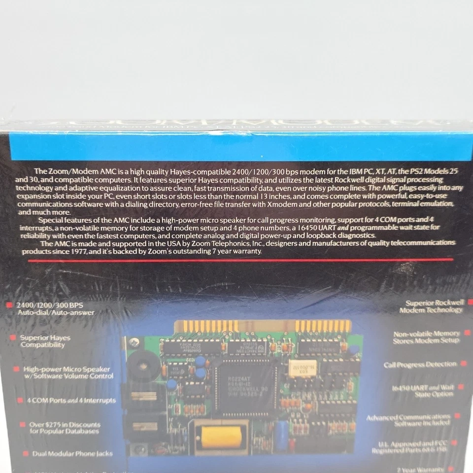 Vintage AMC Zoom Modem 2400 Baud Modem for IBM PC XT AT PS/2 New Old Stock NOS - Image 4 of 4
