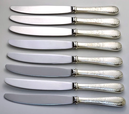(8) Kirk Stieff - MAYFLOWER  Sterling Silver Regular Knives - NO MONOS 8 7/8"