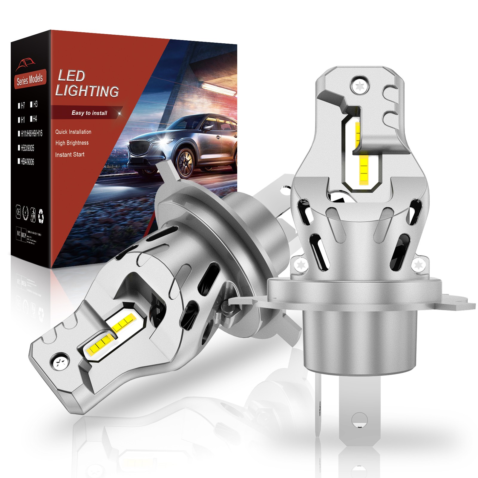 Auxiracer H4 LED Lampadina per Fari Auto 6000k Abbagliante Anabbagliante CANBUS - Miniatura 16