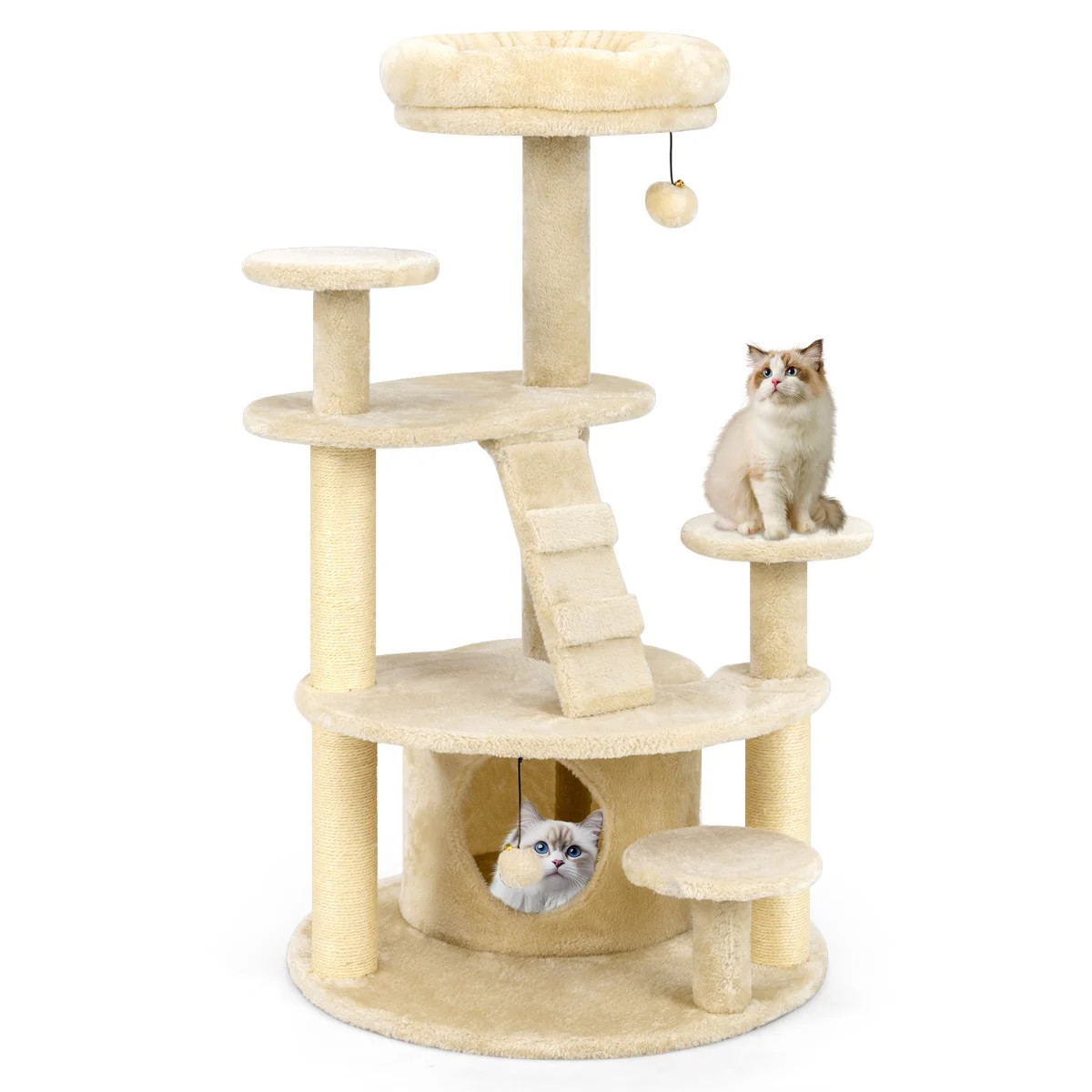 Arbre à chat multi-niveaux 101 cm gris avec grand condo en bois pour chat