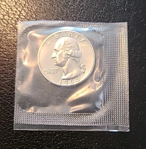 1964 P Proof Washington Quarter 90% Silver In Original Cello Packaging
