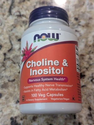 Now Foods Choline & Inositol Nervous System Health 100 capsules exp: 02/2030