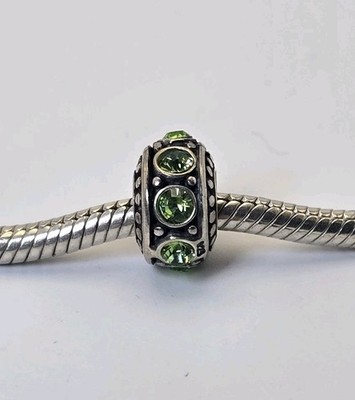 Chamilia Sterlingsilber Grün Kristall Spur Zwischenring Charm Perle 925