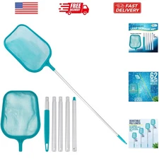 Swimming Pool 4 Foot Leaf Skimmer Net with 4 Connecting Aluminum Pole Section...