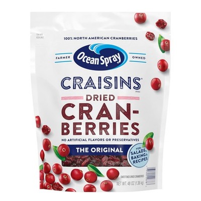 Ocean Spray Craisins Dried Cranberries, Original, 48 Ounce 3 Pound (Pack of 1) 