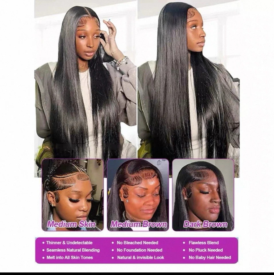 200% High Density Straight Human Hair Wig – HD Transparent Lace - Image 3 of 4