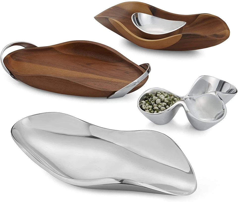 Nambe Bella Wood Handled Tray18.3" x 10" x 2.5" - Image 4 of 4