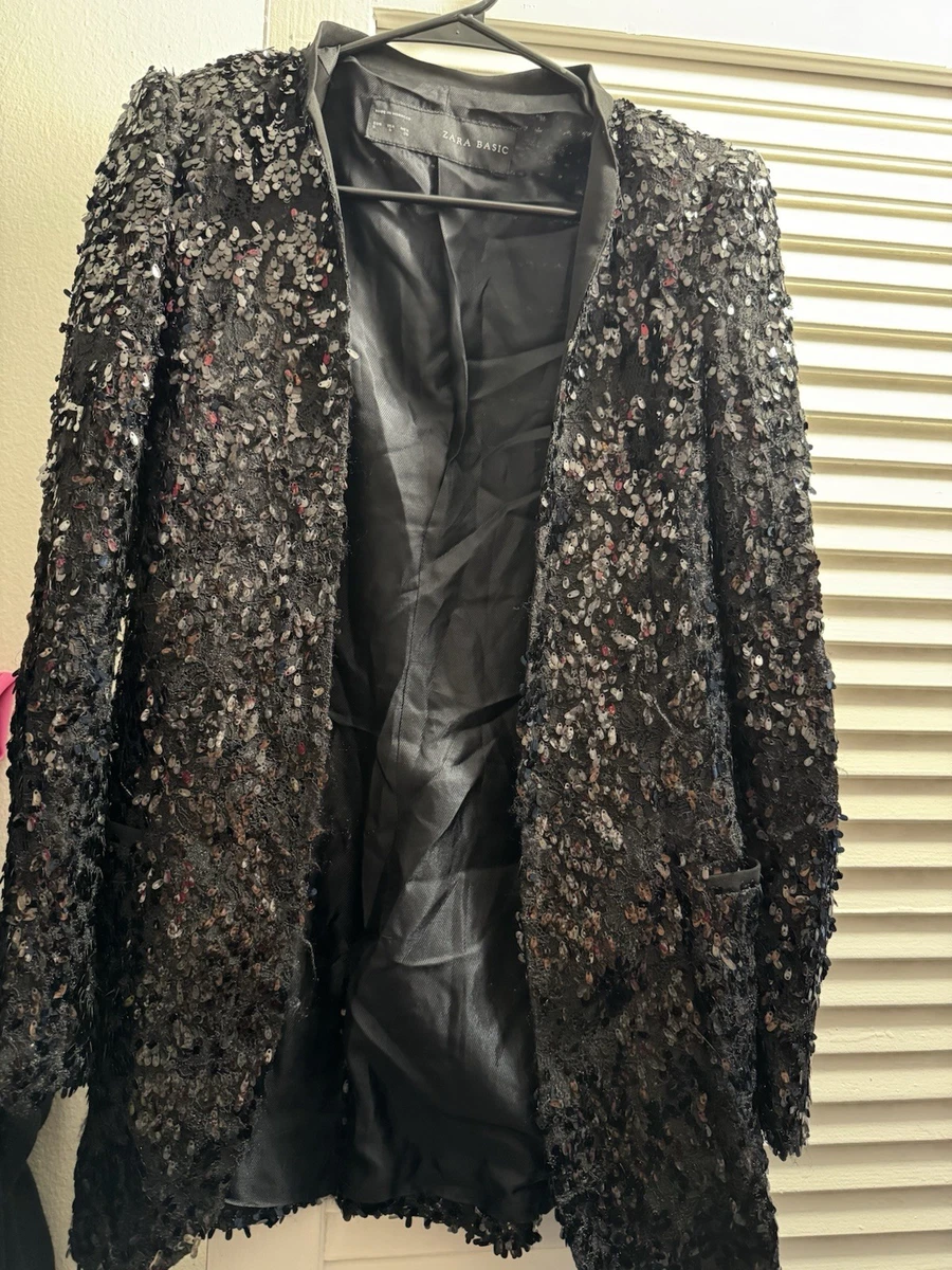 knee length dresses for ladies English Factory Long Sleeve Satin Lapel Sequin Blazer Dress