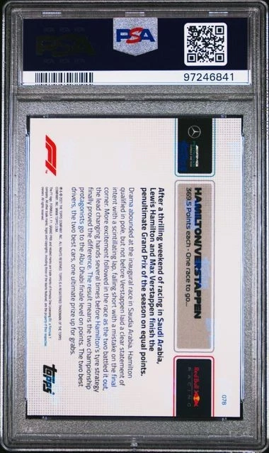 MAX VERSTAPPEN LEWIS HAMILTON 2021 Topps NOW F1 #78 PSA 10 Tied Last Race C:841 - Image 2 of 2