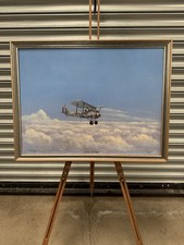 Oil Painting Biplane Bulldog 11A 17 Squadren Signed D Palmer 1980 Framed