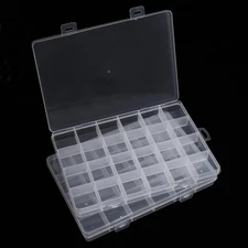 2PCS 24 Grids Clear Plastic Organizer Box with Fixed Compartments for Craft