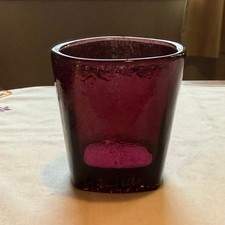 Bicchiere in vetro riciclato Fire & Light - prugna - 3,5" - firmato - vetro artistico fatto a mano