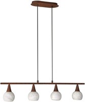 Pendelleuchte Energiespar 4 Flammig E14 Braun Dekorglas 80Cm Led Tauglich