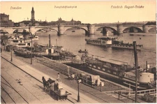 Dresden Germany Friedrich August Bridge Augustus Bridge Vintage Postcard