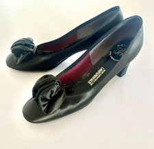 Elegant Black Silk Evening Pumps, 1960s, by Rinaldi, I. Magnin, 7 -7 1/2 Narrow
