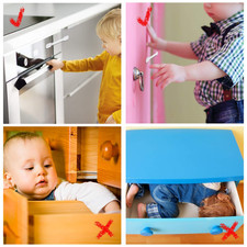 Child Safety Cabinet Locks - 10 Pack Baby Proofing Latches to Drawer Door F...