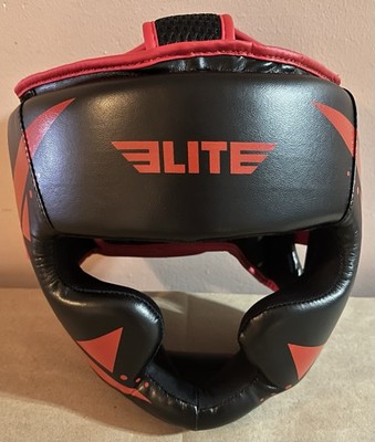 Elite Sports Muay Thai Boxing MMA Head Gear - Fight University - Black & Red