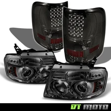 2004-2008 Ford F-150 Smoke Halo Projector Headlights+Smoke LED Tail Lights L+R