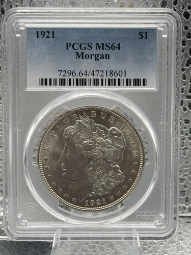 1921 MORGAN DOLLAR PCGS MS64 UNCIRCULATED BUSINESS STRIKE $1 SILVER COIN