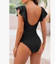 B2prity Women's One Piece Swimsuit Ruffle Cutout Bathing Suits Slimming Tummy