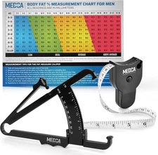 Medca Body Fat Caliper and Measuring Tape for Body - Skinfold Calipers and Body