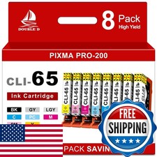 DOUBLE D CLI-65 Ink Cartridges for PIXMA PRO-200 PRO-200S 8 Pack 