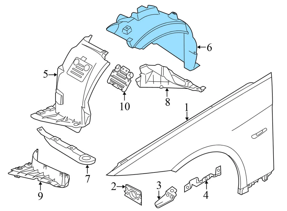 2008 BMW 335XI - Front Right Fender Liner / Wheel Housing Cover (Rear Part) - Image 4 of 4