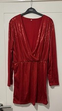 Red shiny mini dress top size L 
