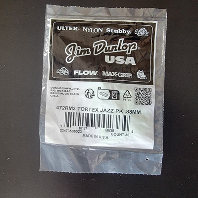 Dunlop Guitar Picks Tortex Jazz 36 Pack Sharp Tip Medium 472RM3