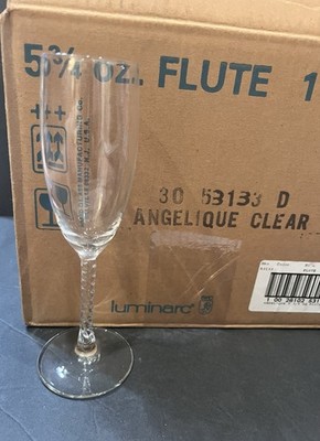 (1) CASE OF 12 ANGELIQUE 8-1/8  CHAMPAGNE FLUTES W/ TWISTED STEM, 5-3/4 oz, NIB