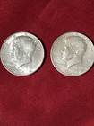 Lot of 2 - 1964 Kennedy Silver Half Dollars 90% Silver   $1 Face Value