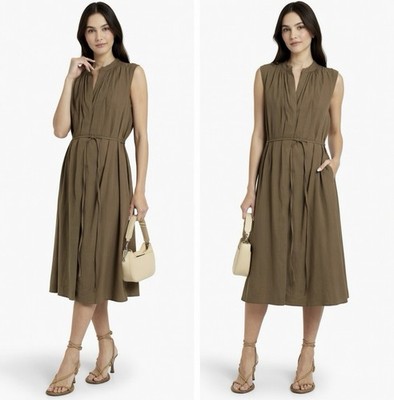 chinese dress ladies Linen Blend Shirred Handkerchief Hem Midi Dress