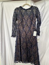 Tadashi Shoji Midnight Nude Lace Dress Size 8 Regular Elegant Evening Formal