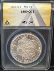 1880-CC MORGAN SILVER DOLLAR  ANACS MS 64