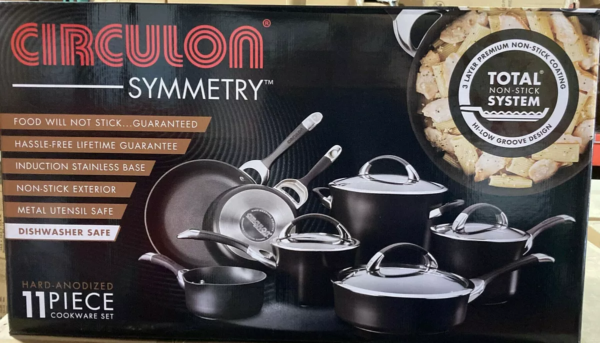 Circulon Symmetry Hard Anodized Nonstick 11-Piece Cookware Set, Black