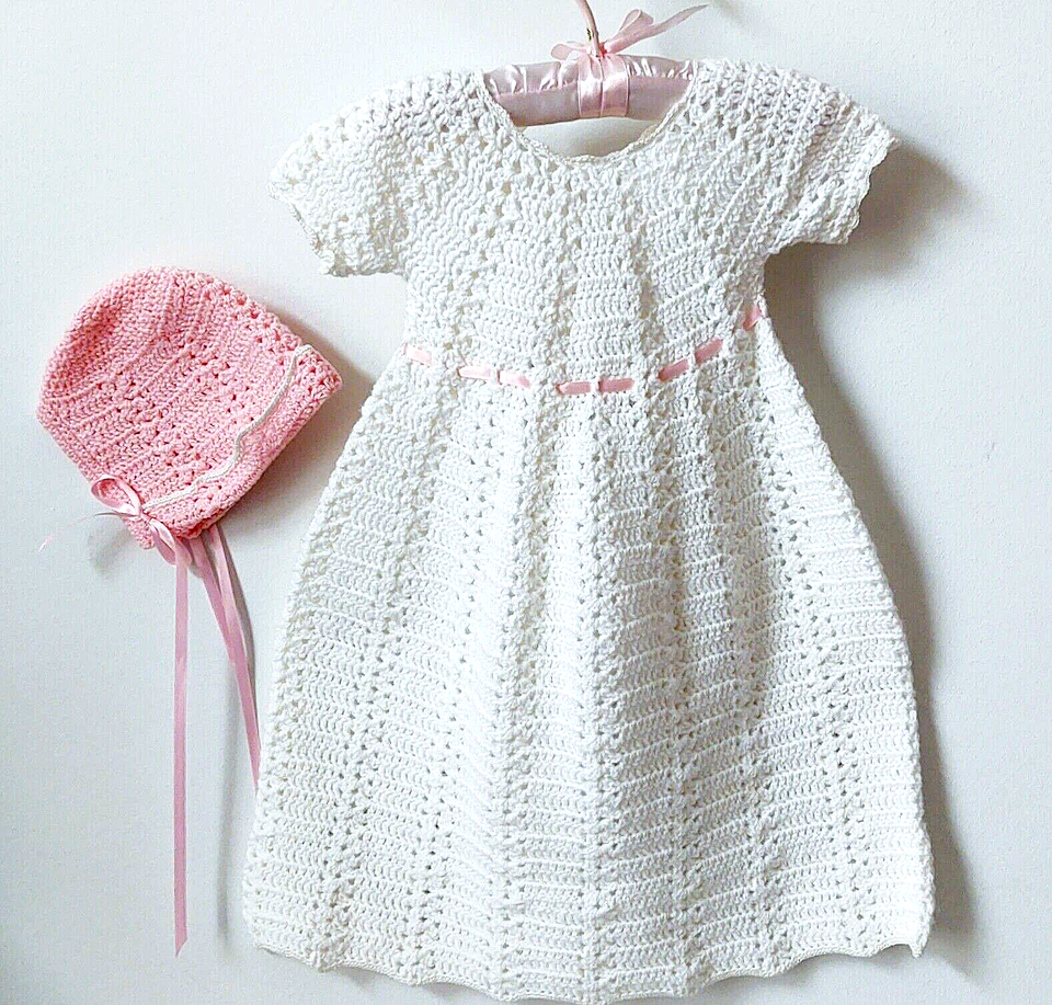 INFANT BABY CROCHET GOWN BAPTISM DEDICATION GOWN PLAYPAL BABY