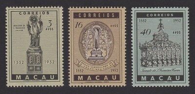 MACAU 1952, St. Francis Xavier, MNH, SG 452/54, Mi 388/90, Sc 365/67, Yg C381/83