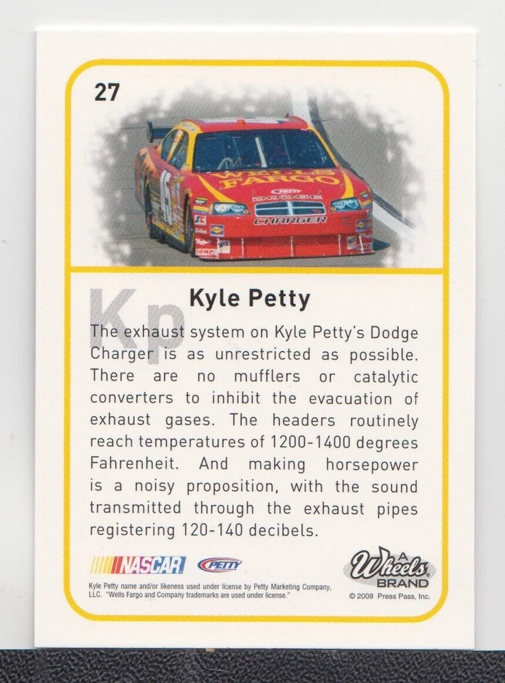 KYLE PETTY : 2009 - WHEELS ELEMENT NSCS - CARD No. # 27 - Image 2 of 2