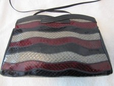 NEVER USED - VINTAGE SAKS FIFTH AVENUE MULTI-COLOR SNAKESKIN CLUTCH BY VENETTO
