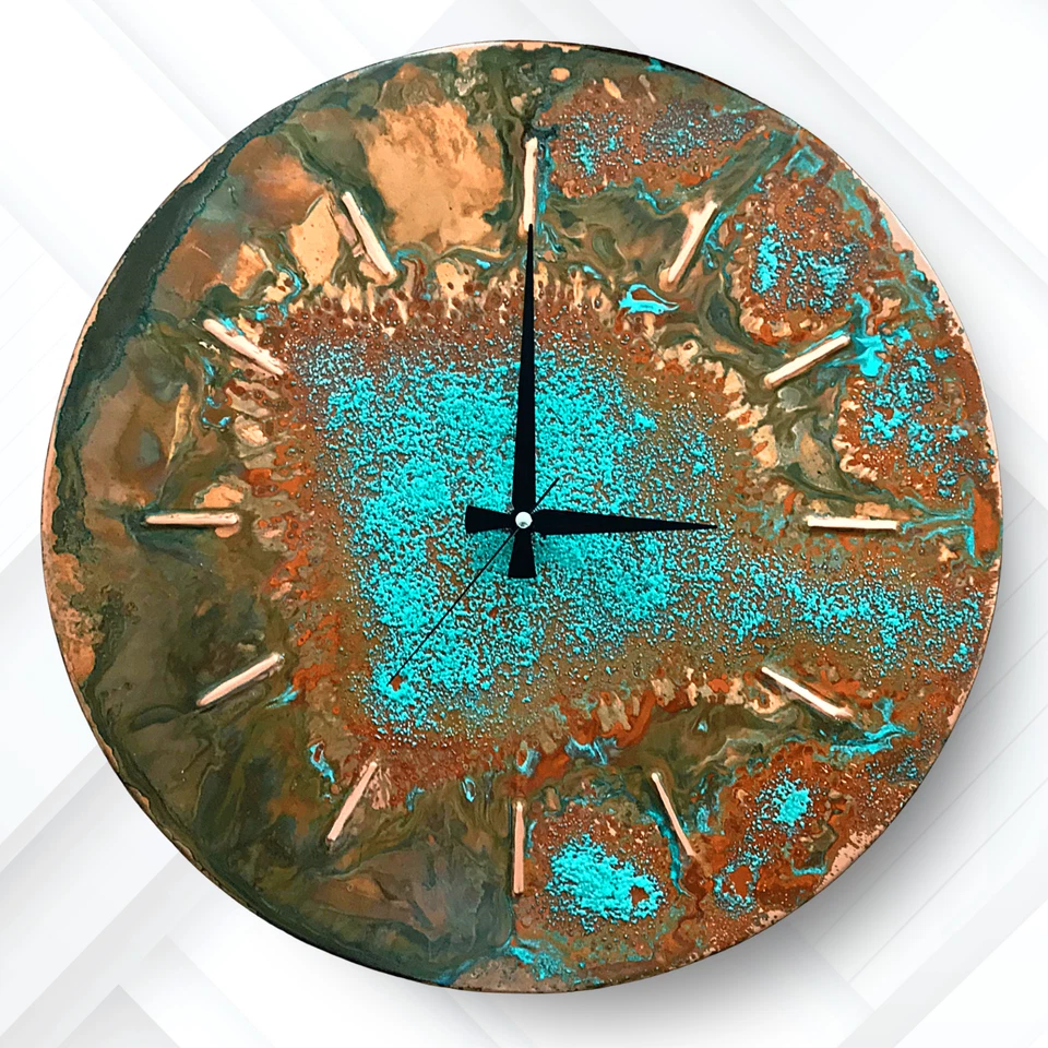 Reloj de Pared Grande Mediados de Siglo Moderno Art Deco Granja Silencioso Cobre Decoración de Pared Foto 4 de 4