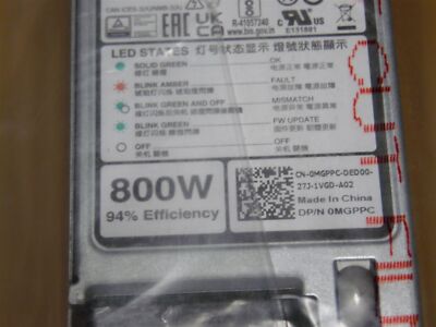 DELL POWEREDGE  G15 800W PLATINUM PLUS 80 POWER SUPPLY 0MGPPC 0C8T2P 0CTWCN 