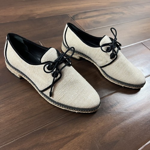 Black Fawn Espadrille Oxford Shoes Lace 