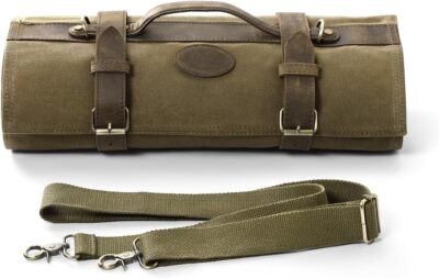 Chef Knife Roll Bag 16oz Oil Waxed Canvas, Heavy Duty Portable Backpack Knife