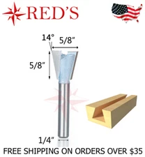 Tideway Carbide IND LC03031004 5/8" x 14° dovetail 1/4" shank router bit