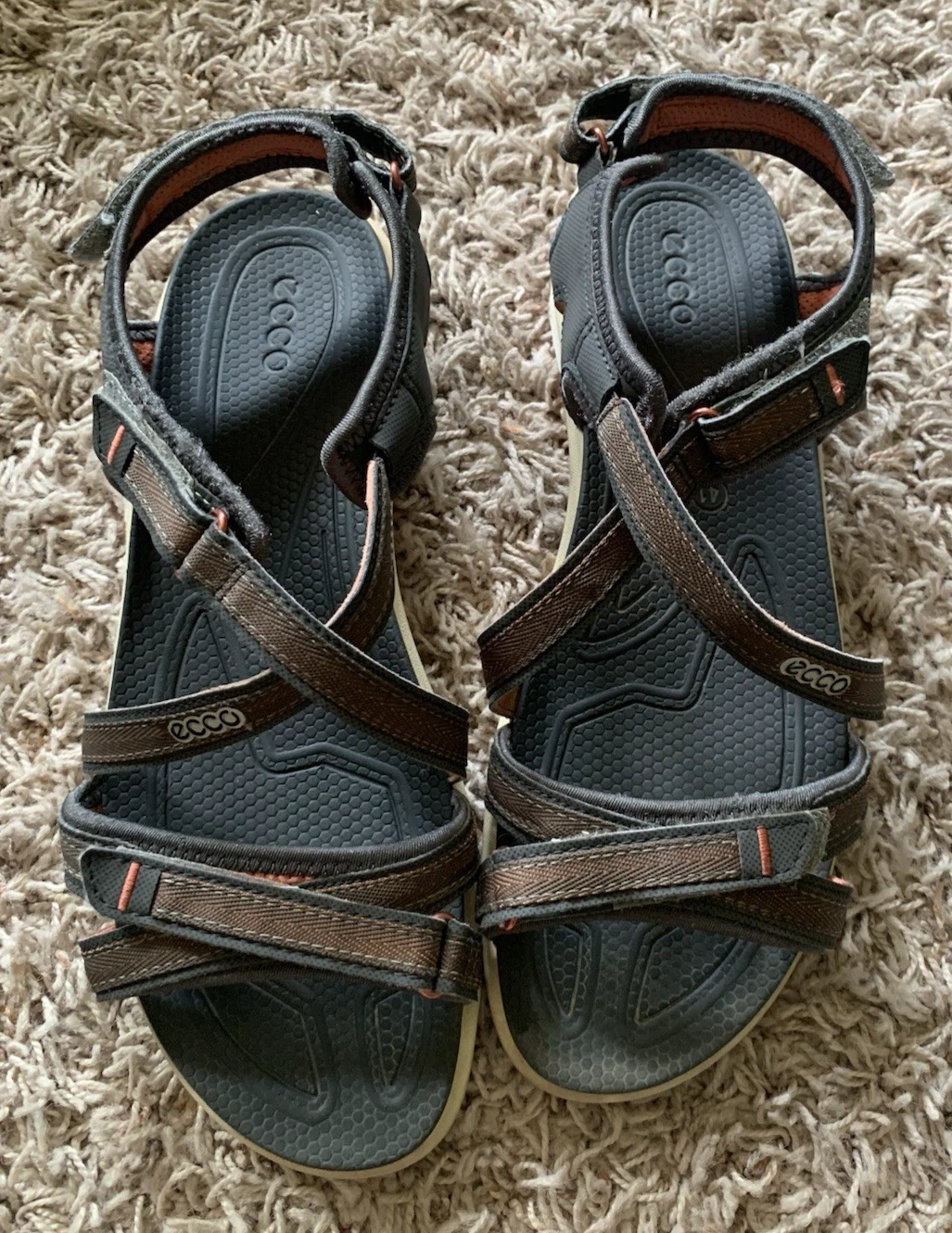 Ecco Sandali donna 41 (10 10 5) ballerine con cinturino grigio arancione marrone gancio e passante