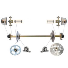 Go Kart Rear Live Axle Assembly Kit with Sprocket, Hub, and Brake Disc