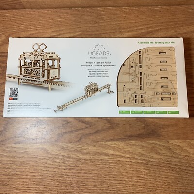 UGears Tram with Rails 154 pcs Wooden Mechanical Model kit new unnopened