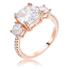 Rose Gold Plated Modern Royal Elegance Cushion Cut Ring
